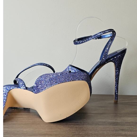 Guess Women's Tabyep Heeled Sandal Blue Glitter Size 10 NEW - Picture 3 of 7